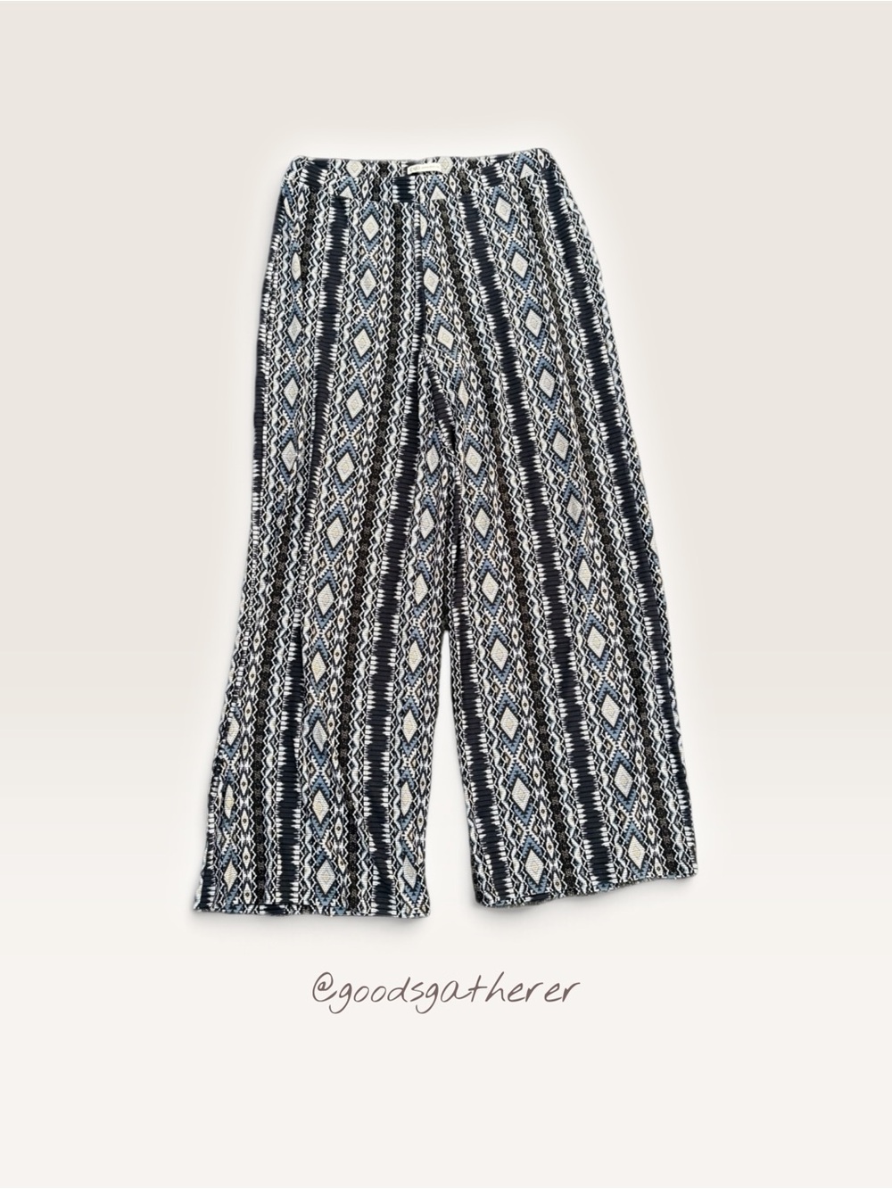 Cato 14/16W Geometric Print Wide Leg Palazzo Pants Blue Black Boho Plus Size